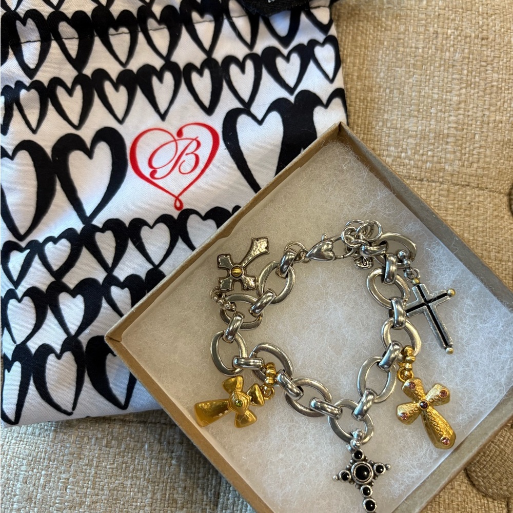 Silver Charm Bracelet with Gold Accents